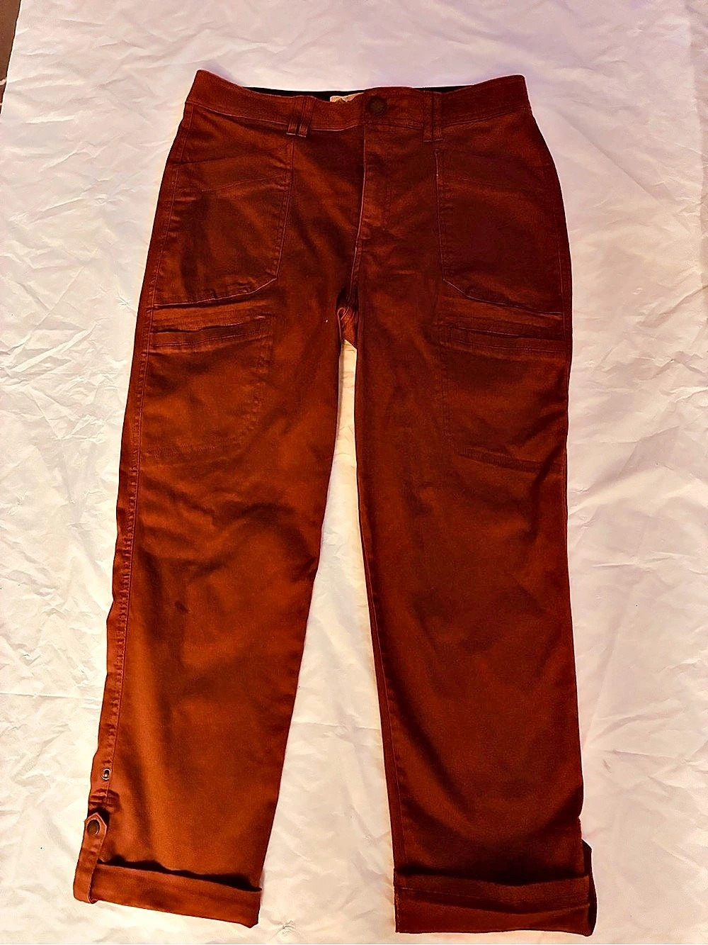 Democracy AB Technology Brown Straight Leg Pants Size 12/adjustable leg length